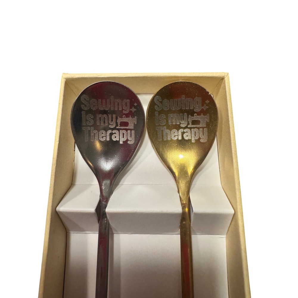 Sewing is My‎ Therapy Spoons Set Stainless Steel Engraved Spoons Gift